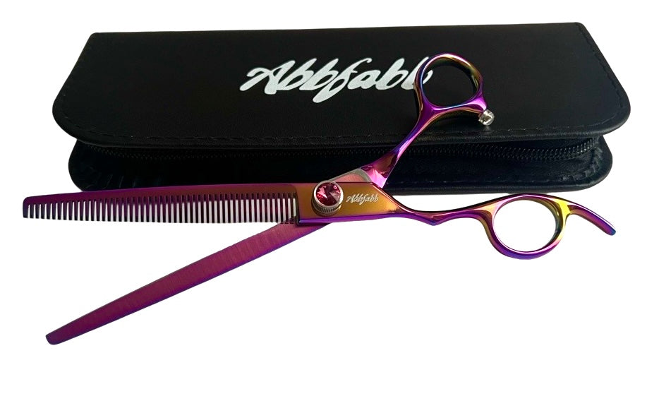 Abbfabb Grooming Scissors Ltd Left Handed 7" 50 Teeth Blending Dog Grooming Scissor-blender-lefty blender-lefty thinner-lefty thinning shear-lefty shears-left-handed scissors-blending shears-blending shears-left handed blenders-scissors-thinners