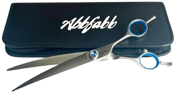 flip curves-flip curved grooming scissors-reversible curved grooming scissors-curved shears-curved shears for dog grooming-curved scissors for dog grooming-muzzle makers-asian fusion curved scissors for dog grooming-Abbfabb